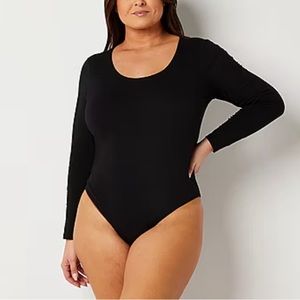 NWT Black Scoop Neck Long-Sleeve Bodysuit (3X), a.n.a
